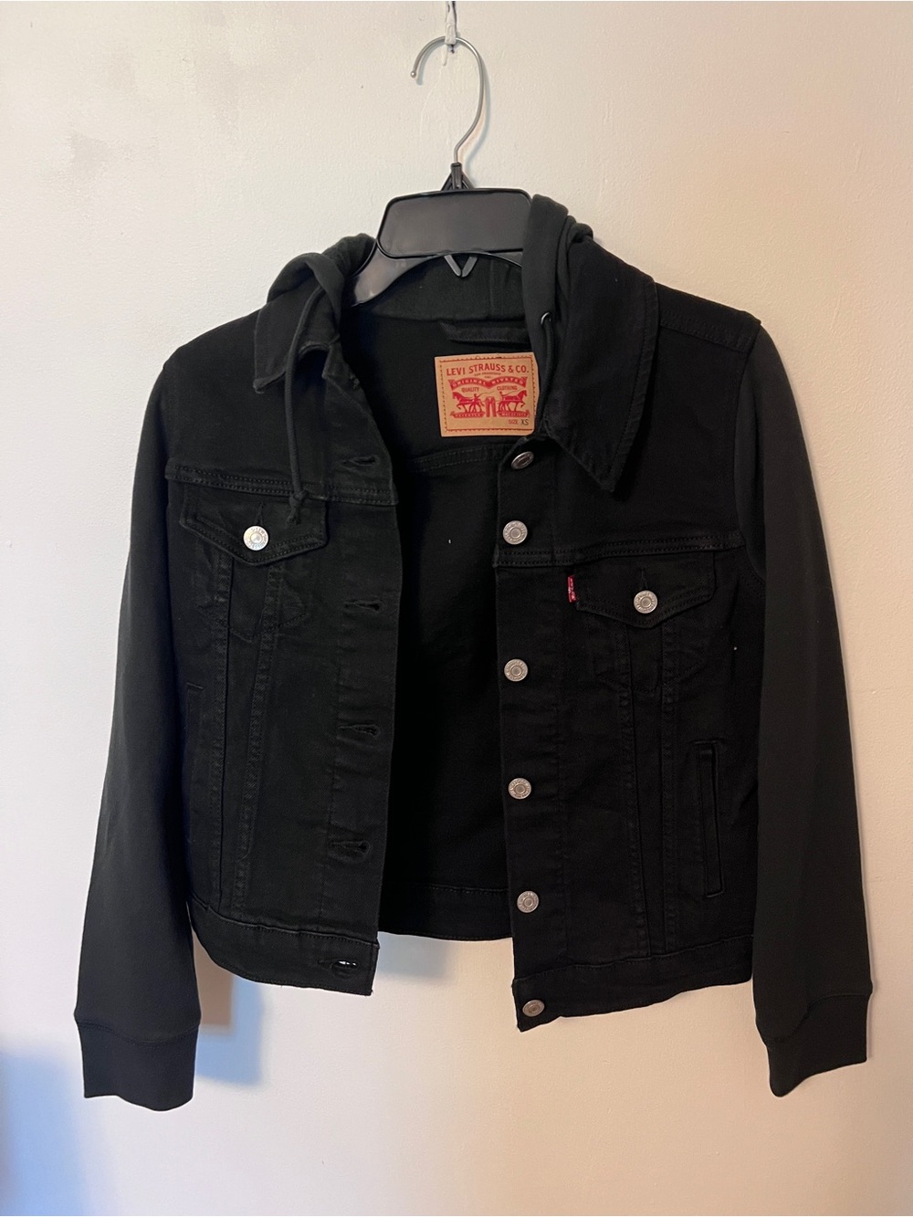 Levi's Black Hooded Jacket with Red Patch